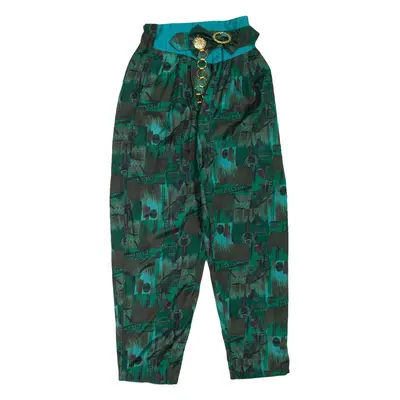 Crazy Pattern Womens Trousers Green Regular Mom 90s W22 L24