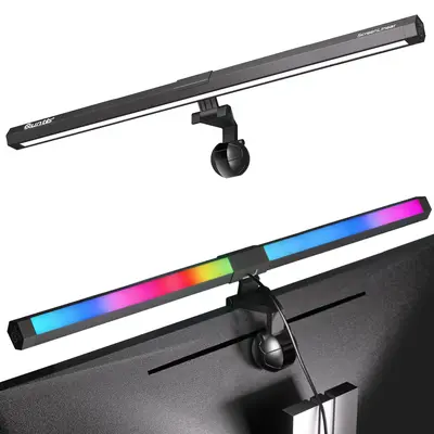 Quntis Computer Monitor Light RGB PRO Backlight Light Bar Gaming Office Desk Screenlinear Lamp, led bar MC211 (19.7Inch) Adju...