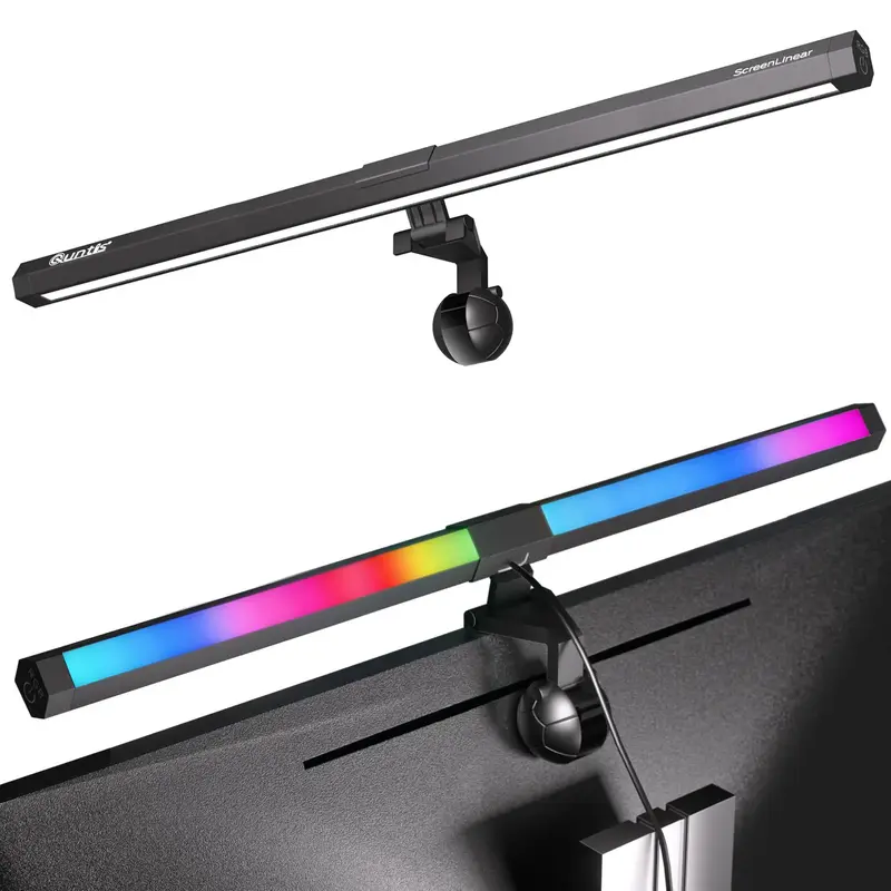 Quntis Computer Monitor Light RGB PRO Backlight Light Bar Gaming Office Desk Screenlinear Lamp, led bar MC211 (19.7Inch) Adju...