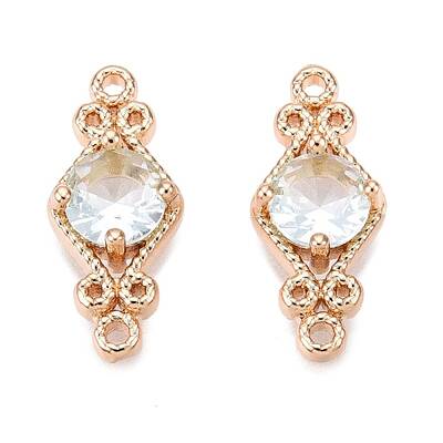 Brass Pave Faceted Glass Connector Charms