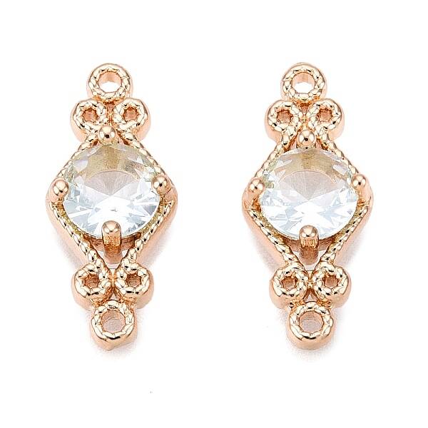 Brass Pave Faceted Glass Connector Charms
