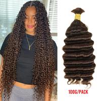 Ygwigs #4 Dark Brown Deep Wave Bulk Human Hair For Braiding