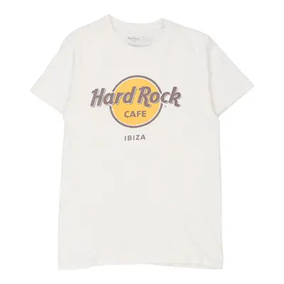 Ibiza Hard Rock Cafe Spellout T-Shirt - Small White Cotton