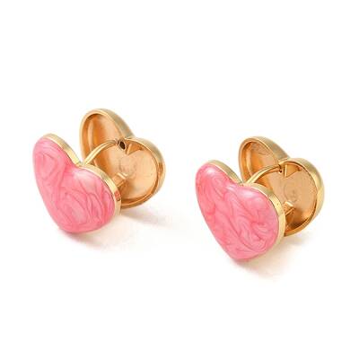 304 Stainless Steel Enamel Hoop Earrings for Women
