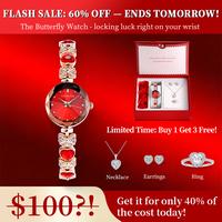 【Clvmu Kiai】 Elegant Ladies' Jewelry Butterfly Bracelet WristWatch: It can be used as a watch or worn as a bracelet. The ...