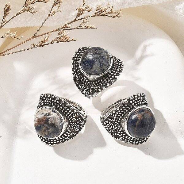 Natural Sodalite Adjustable Rings