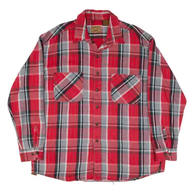 ST JOHN'S BAY Mens Flannel Shirt Red Check Long Sleeve XL