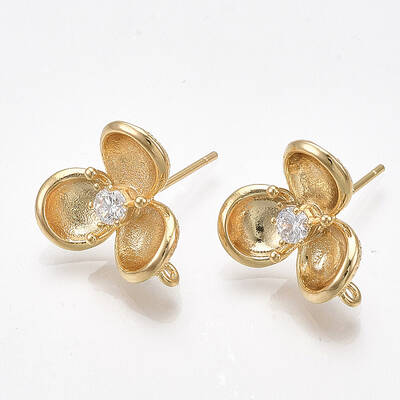 Brass Cubic Zirconia Stud Earring Findings
