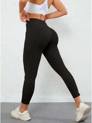 Women's Solid Tight High Waist Sports Leggings, Quick Drying Breathable Comfortable Skinny Pants for Yoga Gym Workout Running...