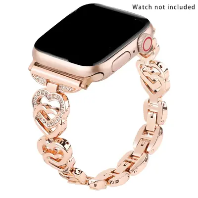 Rhinestone Decor Watch Band (Band Only), Stainless Steel Watch Band for Women, Smart Watch Straps for Apple Watch Series 38mm...