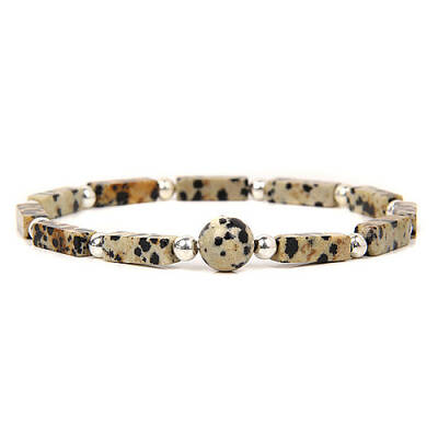 Natural Dalmatian Jasper  Stretch Bracelet
