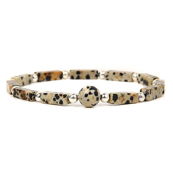 Natural Dalmatian Jasper  Stretch Bracelet