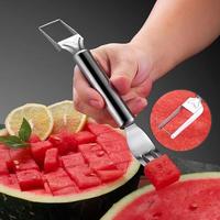 Watermelon Fork Slicer Cutter Slicer Tool, 2 - in - 1 Stainless Steel Fruit Cutter, Dual Head Fruit Forks Slicer Knife with R...