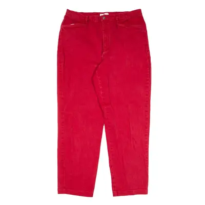 VILLAGER SPORT Stretch Jeans Red Denim Relaxed Tapered Womens W32 L28