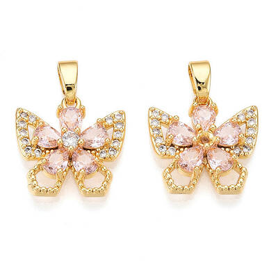 Brass Micro Pave Cubic Zirconia Charms