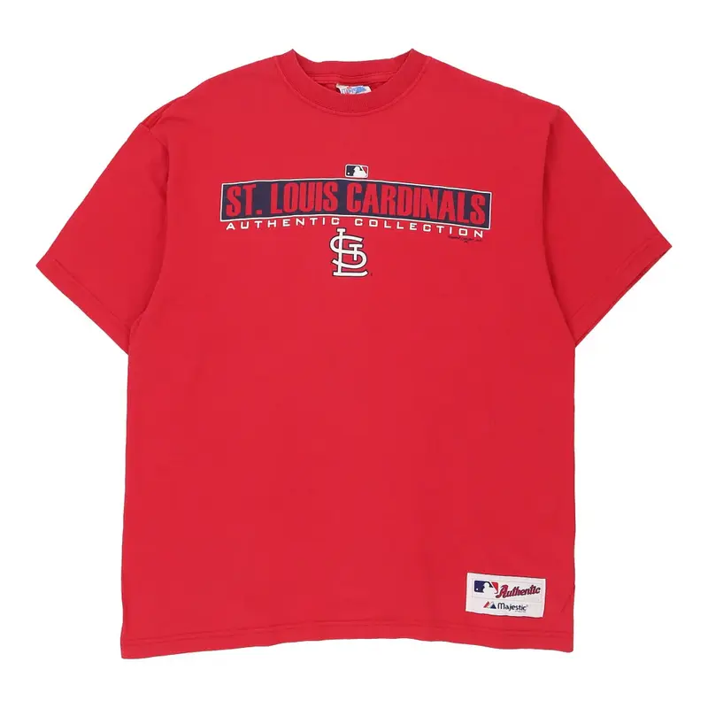 St. Louis Cardinals Majestic MLB T-Shirt - Large Red Cotton