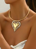 Women's Elegant Heart Design Adjustable Pendant Necklace, Fashion Jewelry for Party, Daily Clothing Decor, Trendy All-match &...