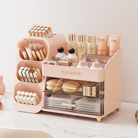 UFORU Large Capacity Makeup Storage Box, Multi-functional Makeup Brush Lipstick Eyebrow PencilPocket Mirror Storage Box, Desk...
