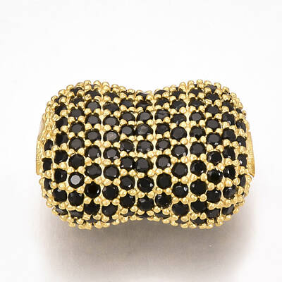 Brass Micro Pave Cubic Zirconia Beads