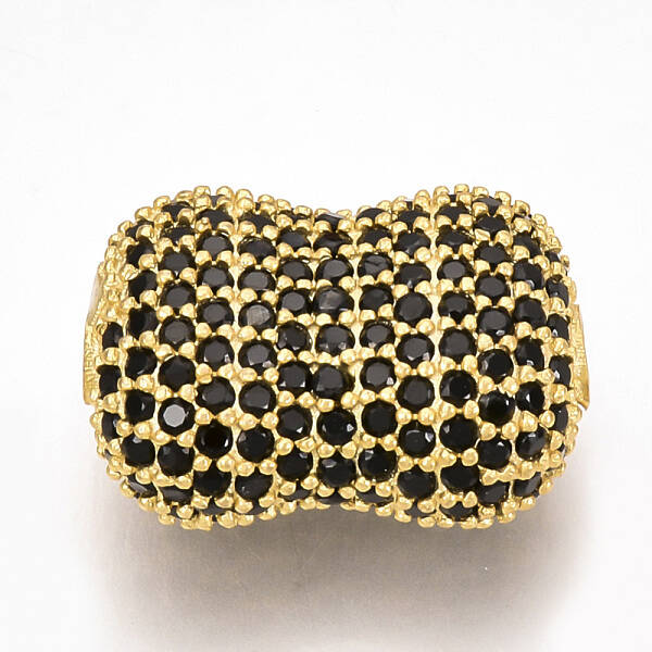 Brass Micro Pave Cubic Zirconia Beads