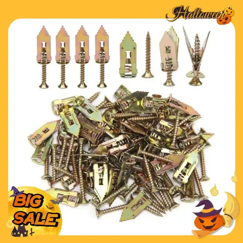 60pcs Self-Drilling Anchors Screws Drywall Anchors Kit No Drill Needed Hold 66LB for Wall Hanging Serrated Design Zinc Platin...