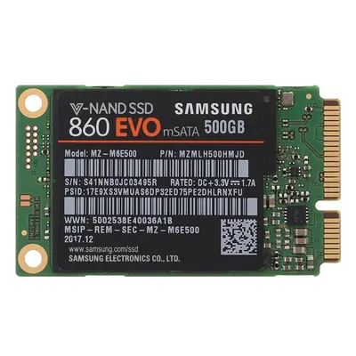 MZ-M6E500B/IT Samsung 860 EVO Series 500GB mSATA 6GB/s SATA 512MB Cache V-NAND 3bit MLC Solid State Drive