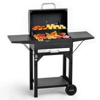 MASTER COOK Charcoal Grill with Two Side Tables, Heavy-duty Steel Barbecue BBQ Grill for Outdoor Picnic Backyard Patio and Pa...