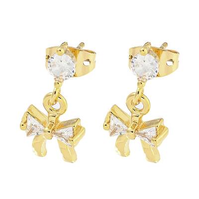 Brass Micro Pave Cubic Zirconia Stud Earrings