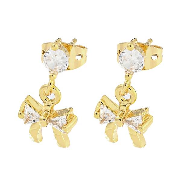 Brass Micro Pave Cubic Zirconia Stud Earrings