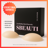 SBEAUTI #1 VIRAL Push Up Adhesive Bra for Women - Seamless Strapless Sticky Bra, Waterproof & Reusable, Ideal for Any Occasio...