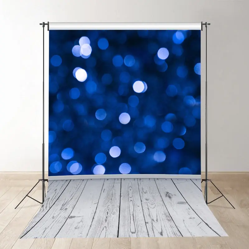 Blue Bokeh White Wood Professional Photography Backdrop - Aperturee
