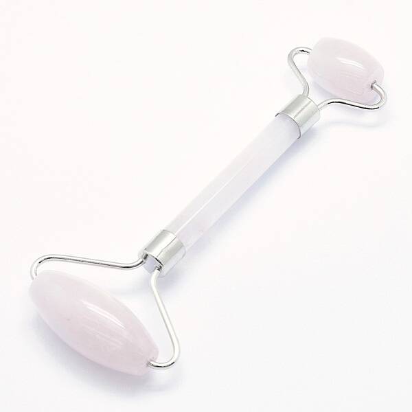 Natural Rose Quartz Brass Face Massager