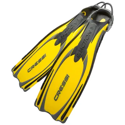 Used Cressi Reaction EBS Open Heel Dive Fins - Yellow / Silver, Size: X-Small/Small - US M:6-7 / W:7-8