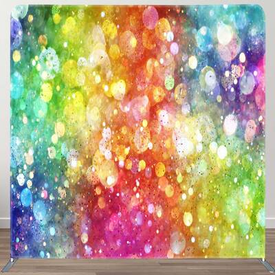 Aperturee Colorful Rainbow Bokeh Party Pillow Case Backdrop, 6X6FT(1.8X1.8M), 111 USD, DSAH0E585-F, square double-sided backd...