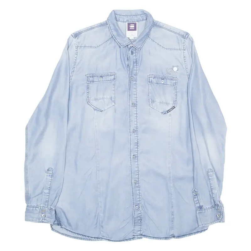 G-STAR RAW Womens Denim Shirt Blue Long Sleeve L