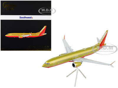 Boeing 737 MAX 8 Commercial Aircraft Southwest Airlines Gold and Red Gemini 200 Series 1/200 Diecast Model Airplane by Gemini...