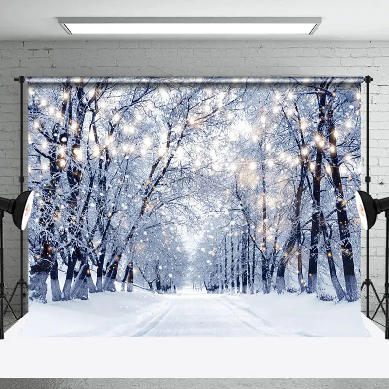 Aperturee Lights Flashing Winter Snowy Nature Forest Backdrop