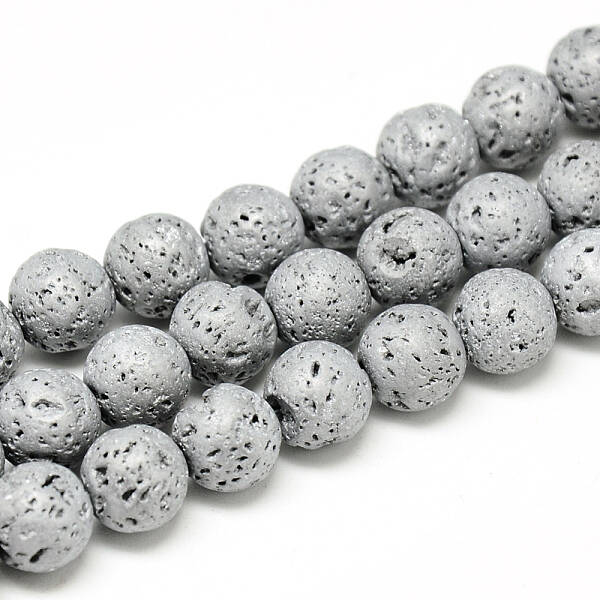 Electroplate Natural Lava Rock Beads Strands