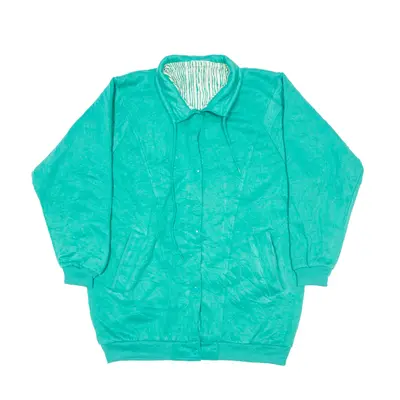 Zebra Print Lined Shell Jacket Green 90s Womens L
