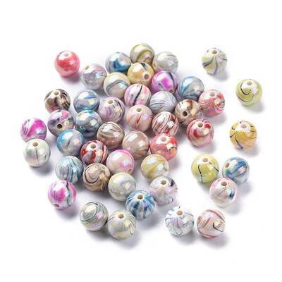 AB Color Wave Printed Acrylic Beads