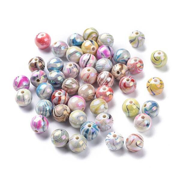 AB Color Wave Printed Acrylic Beads