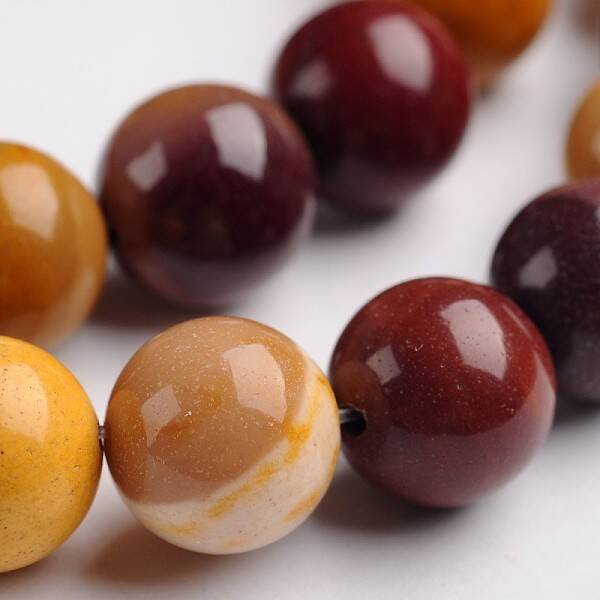 Round Natural Mookaite Gemstone Bead Strands