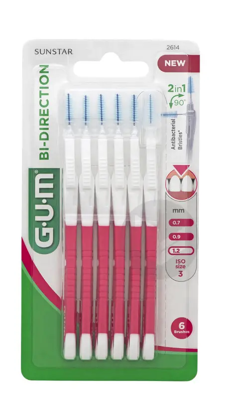 Gum Bi-Direction Interdental Brush 1.2mm x6