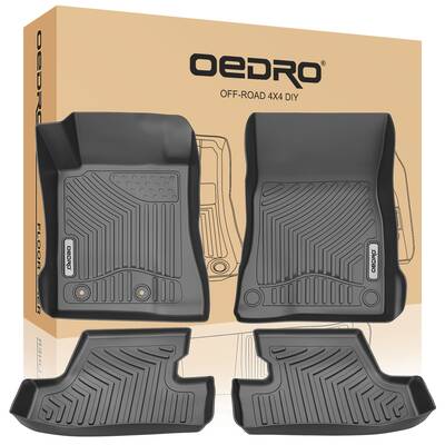 OEDRO Floor Mats for 2015-2021 Ford Mustang, Unique Black TPE All-Weather Guard Full Set Liners
