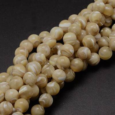 Natural Sea Shell Round Bead Strands