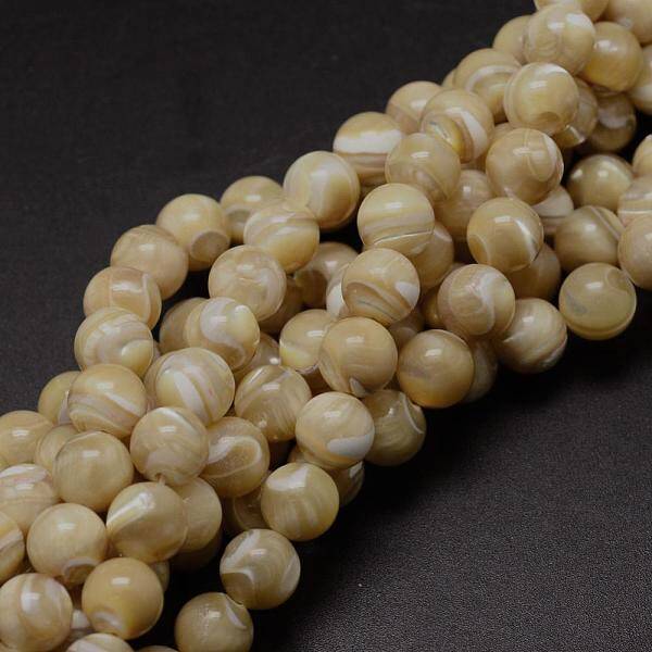 Natural Sea Shell Round Bead Strands