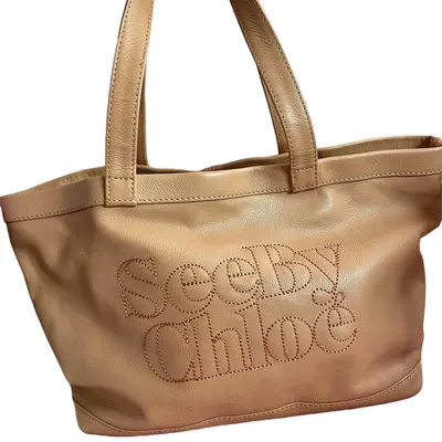 Pre-owned Chloe Leather Shoulder Bags See By Tote Shoulder bag Logo for women