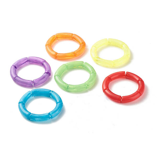 Acrylic Tube Beaded Stretch Bracelets Set