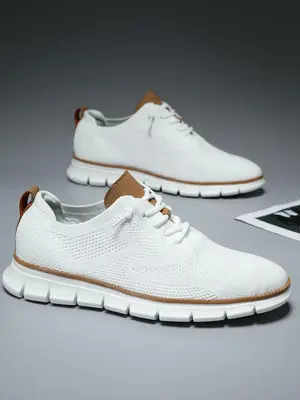 Men's Solid Color Mesh Breathable Lightweight Sneakers, Casual Comfortable Sports Running Shoes for Men, Fashionable Sneakers...