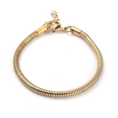 Ion Plating(IP) 304 Stainless Steel Round Snake Chain Bracelets